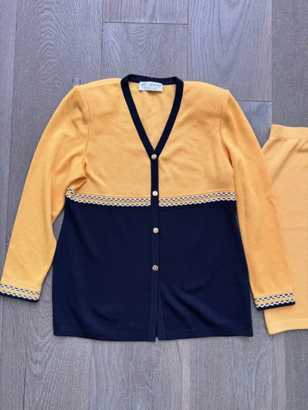 St John Collection Jacket & Skirt Suit Navy Yellow Size 6/2 - Picture 6 of 7